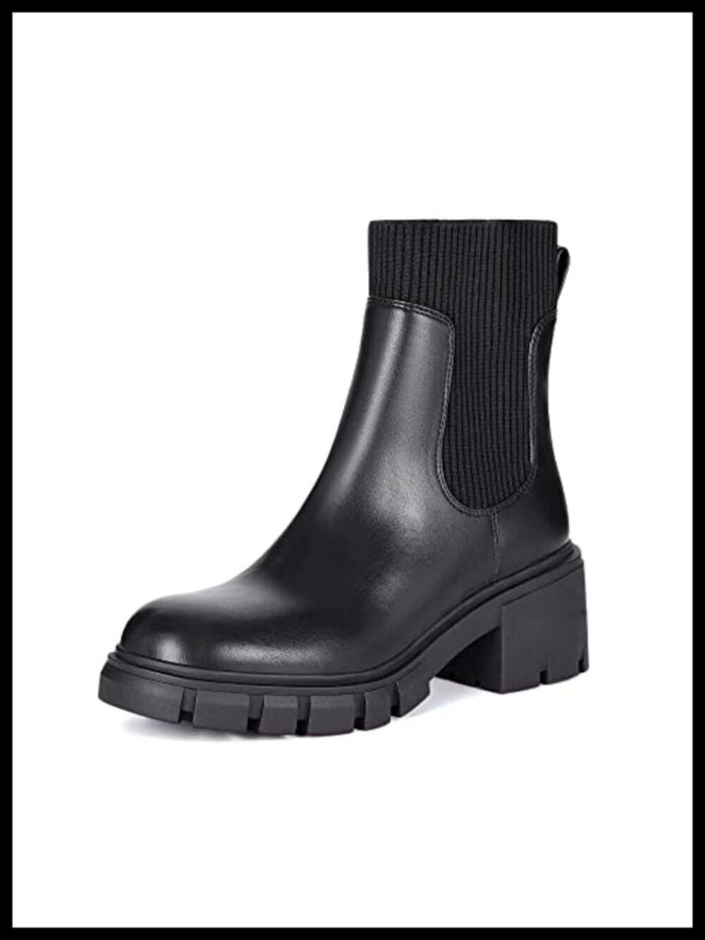 Chunky Platform Chelsea Ankle Boots Leather Slip-On Booties